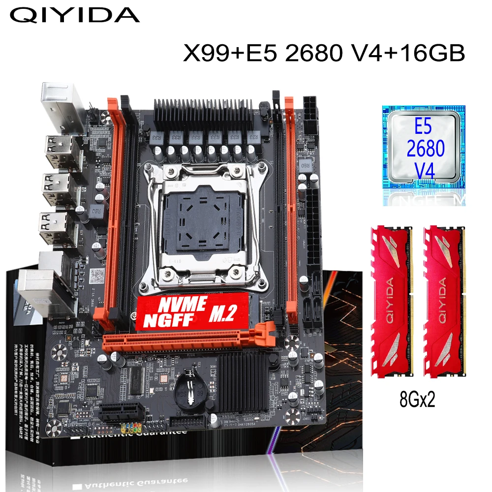 QIYIDA X99 Gaming Motherboard Kit with Xeon E5 2680 V4 DDR4 16GB=8Gx2 RAM M.2 NVME NGFF SATA USB for Desktop PC
QIYIDA X99 Gaming Motherboard Kit with Xeon E5 2680 V4 DDR4 16GB=8Gx2 RAM M.2 NVME NGFF SATA USB for Desktop PC