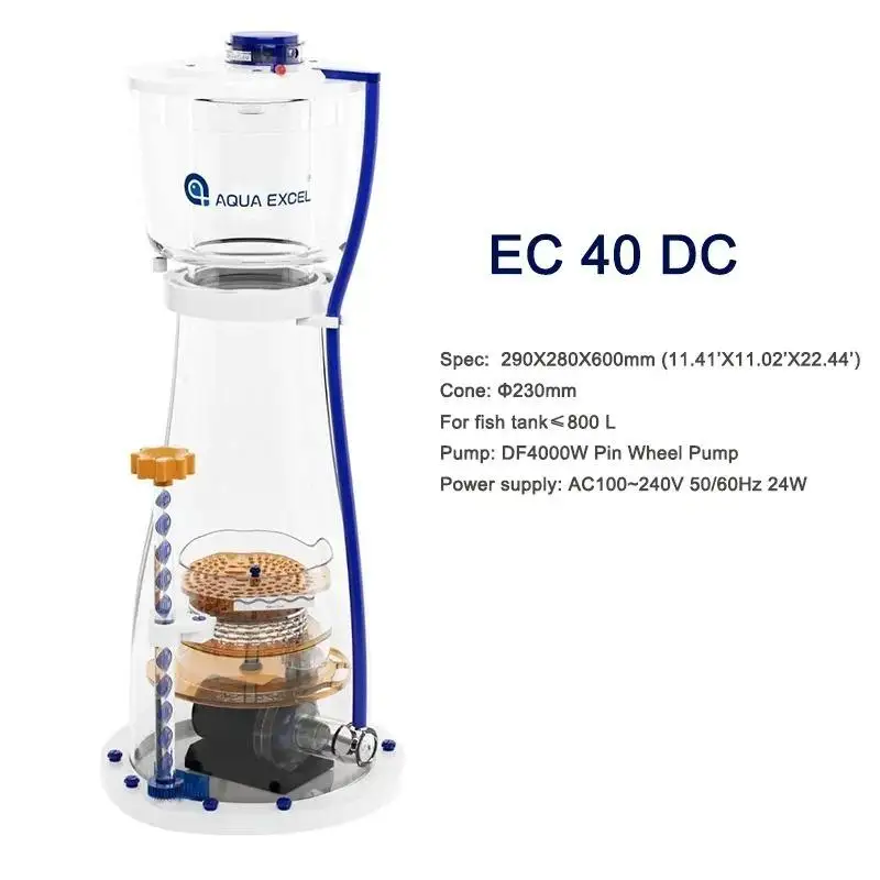 AQUA EXCEL EC-40 Protein Skimmer Internal Sump Skimmer With Anti-overflow DC Pump For 210 Gals 800L Reef Tank
AQUA EXCEL EC-40 Protein Skimmer Internal Sump Skimmer With Anti-overflow DC Pump For 210 Gals 800L Reef Tank