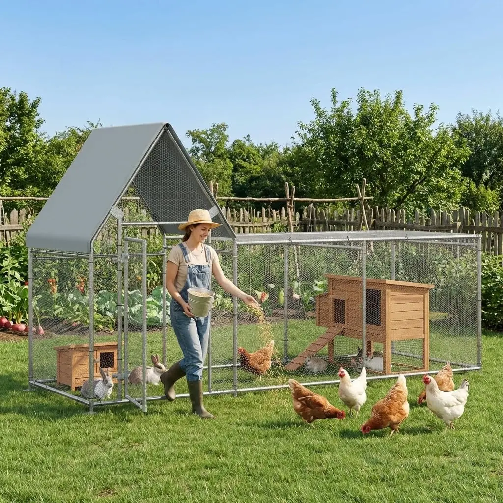 Large Galvanized Chicken Coop Rabbit Hutch Water-Resistant Cover Heavy-Duty Outdoor Poultry Cage, Customized
Large Galvanized Chicken Coop Rabbit Hutch Water-Resistant Cover Heavy-Duty Outdoor Poultry Cage, Customized