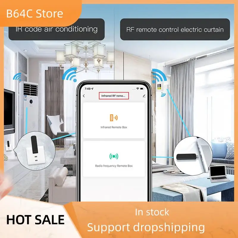 B64C 3X Tuya Smart RF IR Remote Control Wifi USB Power Smart Home For Air Conditioner TV TV Support Alexa,Google Home
B64C 3X Tuya Smart RF IR Remote Control Wifi USB Power Smart Home For Air Conditioner TV TV Support Alexa,Google Home