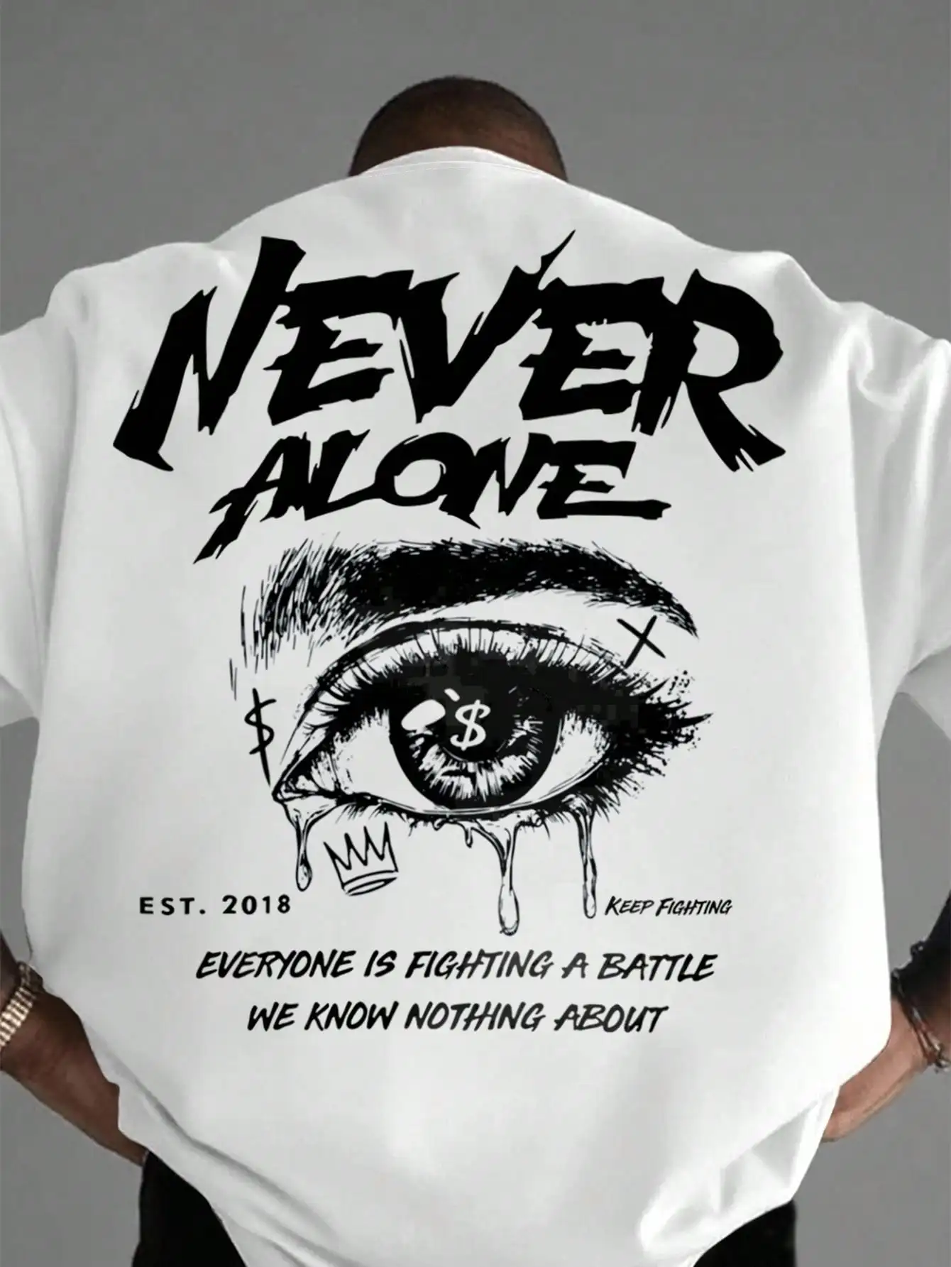 Men's Graphic T-Shirt with Eye Print and Motivational Slogan, Casual Drop Shoulder Tee for Summer
Men's Graphic T-Shirt with Eye Print and Motivational Slogan, Casual Drop Shoulder Tee for Summer