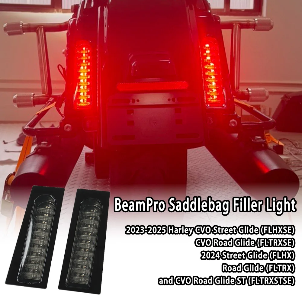 BeamPro Saddlebag LED Filler Tail Light Red Turn Signal Lamp for for Harley CVO Street Glide (FLHXSE) CVO Road Glide 2023-2025
BeamPro Saddlebag LED Filler Tail Light Red Turn Signal Lamp for for Harley CVO Street Glide (FLHXSE) CVO Road Glide 2023-2025