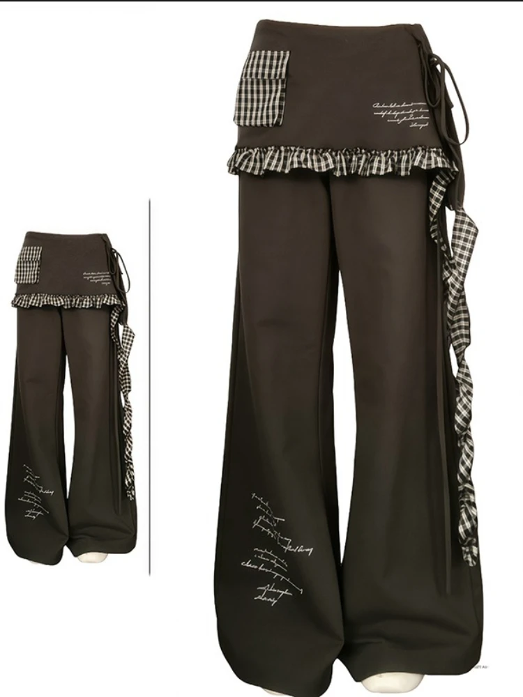 American style retro plaid fart curtain casual pants women's letter print ribbon fashion loose and lazy style wide leg pants
American style retro plaid fart curtain casual pants women's letter print ribbon fashion loose and lazy style wide leg pants