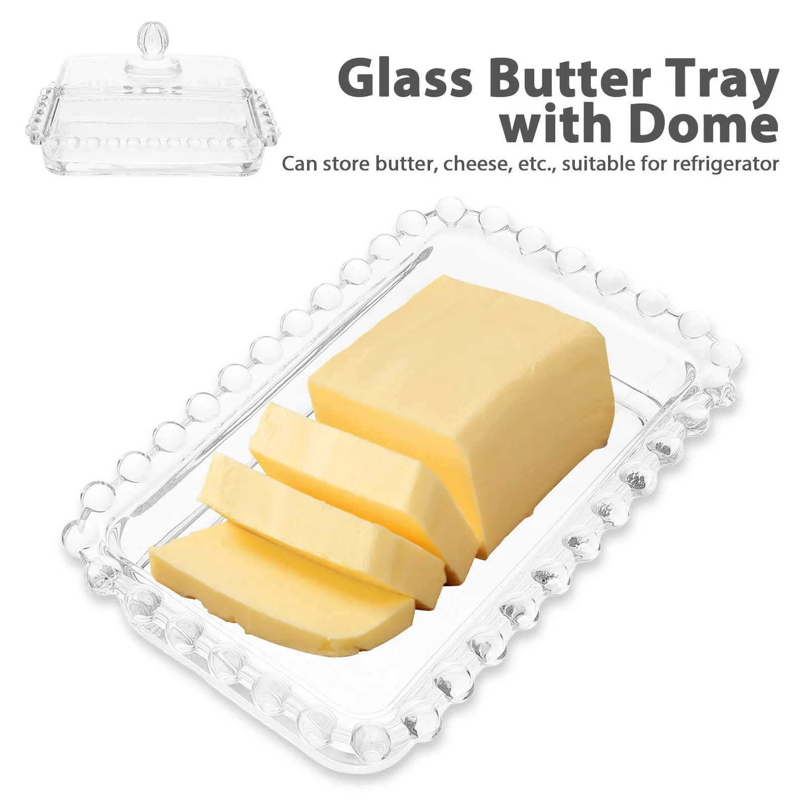 Glass Butter Preservation Tray Transparent Dome Storage Plate Reusable Kitchen Butter Holder Cheese Case 
Glass Butter Preservation Tray Transparent Dome Storage Plate Reusable Kitchen Butter Holder Cheese Case