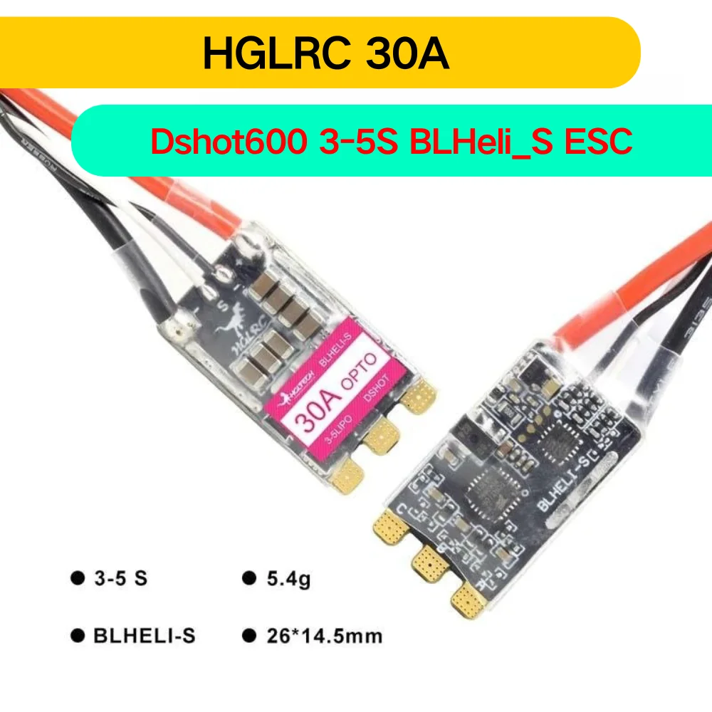 HGLRC 30A 30AMP 3-5S BLHELIS 16,5 BB2 DSHOT600 бесщеточный ESC для RC FPV Racing Freestyle Drone
HGLRC 30A 30AMP 3-5S BLHELIS 16,5 BB2 DSHOT600 бесщеточный ESC для RC FPV Racing Freestyle Drone