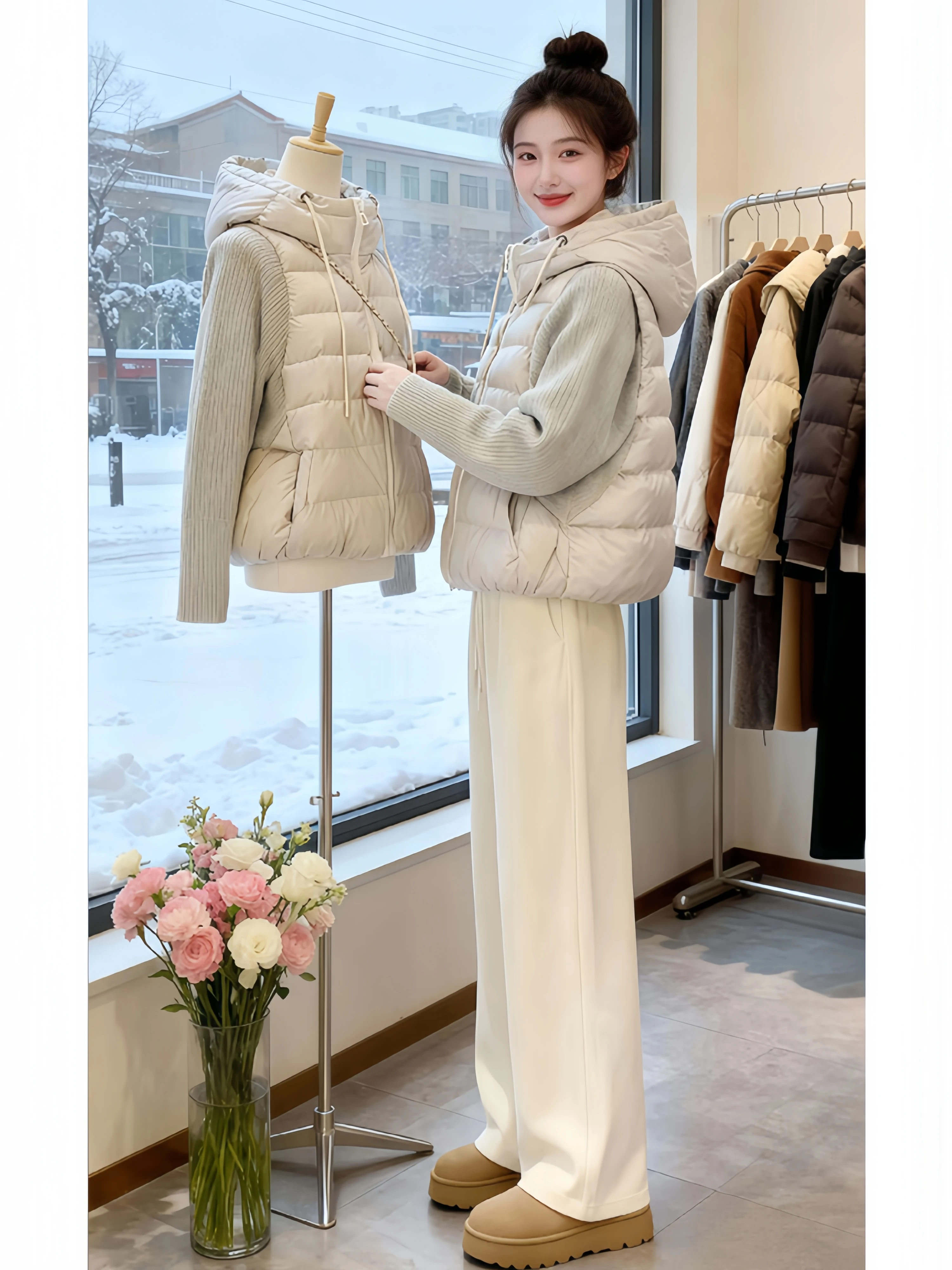 Korean Style Thickened Short Cotton Jacket Women's Knitted Patchwork down Cotton Coat Winter New Arrival Warm Hooded Coat
Korean Style Thickened Short Cotton Jacket Women's Knitted Patchwork down Cotton Coat Winter New Arrival Warm Hooded Coat
