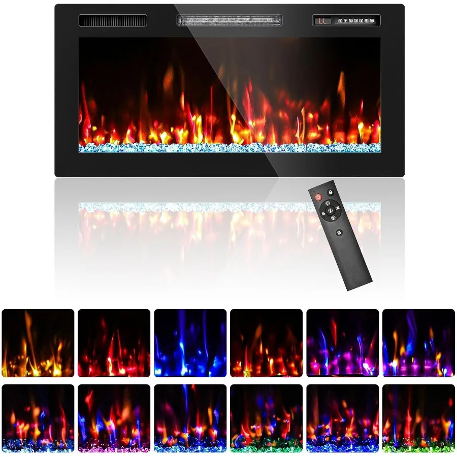 36 Electric Fireplace Recessed Wall Mounted Wide Screen Ultra Narrow Bezel Frame HD Flame Effect Crystal Fuel Bed Modern Fire P
36 Electric Fireplace Recessed Wall Mounted Wide Screen Ultra Narrow Bezel Frame HD Flame Effect Crystal Fuel Bed Modern Fire P