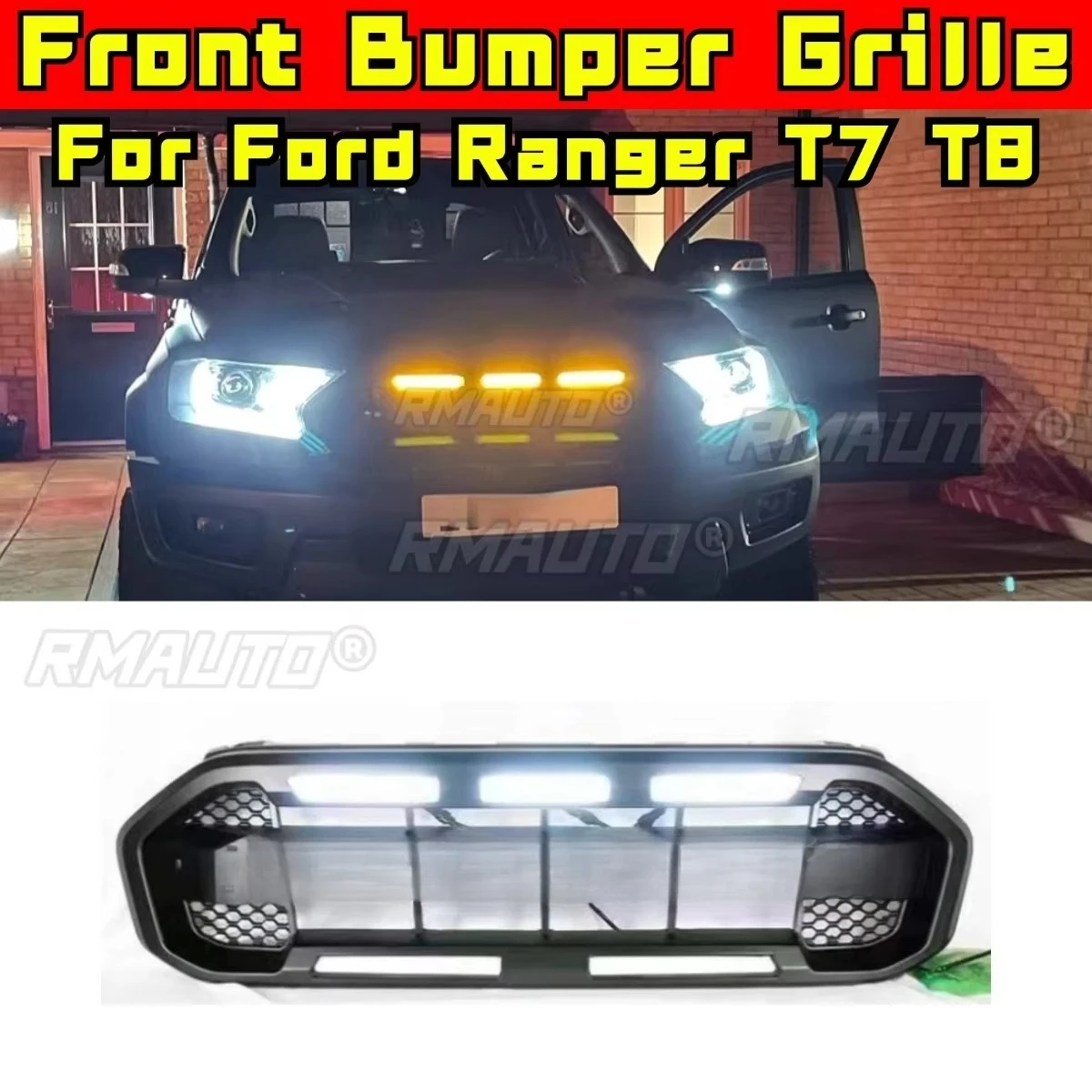 Car Bumper LED Grill Racing Grills Grille Body Kit Front Bumper Grill Racing Grills for Ford Ranger T7 T8 Exterior Part
Car Bumper LED Grill Racing Grills Grille Body Kit Front Bumper Grill Racing Grills for Ford Ranger T7 T8 Exterior Part