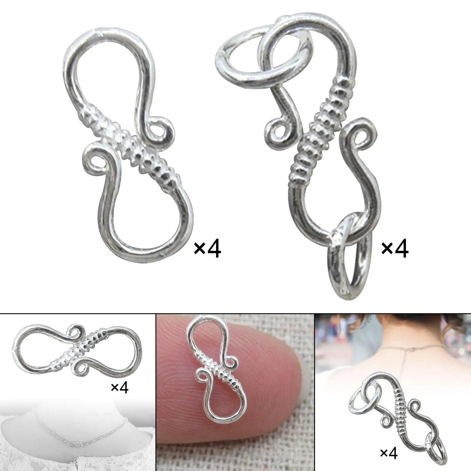 4Pcs S Hook Clasp Sterling Silver Connectors for Jewelry Necklace DIY Crafts
4Pcs S Hook Clasp Sterling Silver Connectors for Jewelry Necklace DIY Crafts