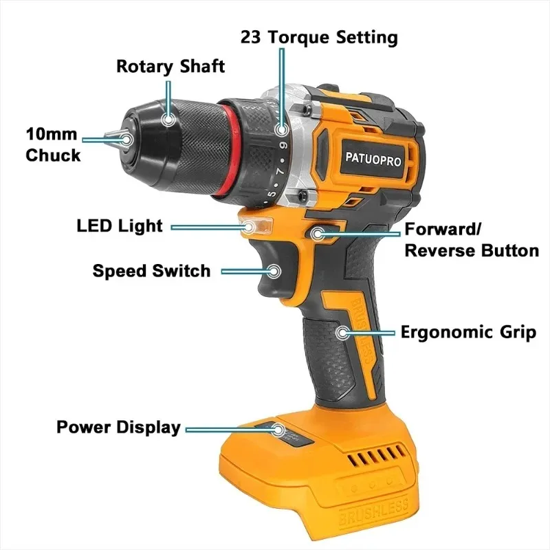 【Hot Item】 10mm Electric Brushless Drill 2-Speed Cordless Drill Screwdriver 50-100N.m Torque Power Tools For 18V Batter
【Hot Item】 10mm Electric Brushless Drill 2-Speed Cordless Drill Screwdriver 50-100N.m Torque Power Tools For 18V Batter