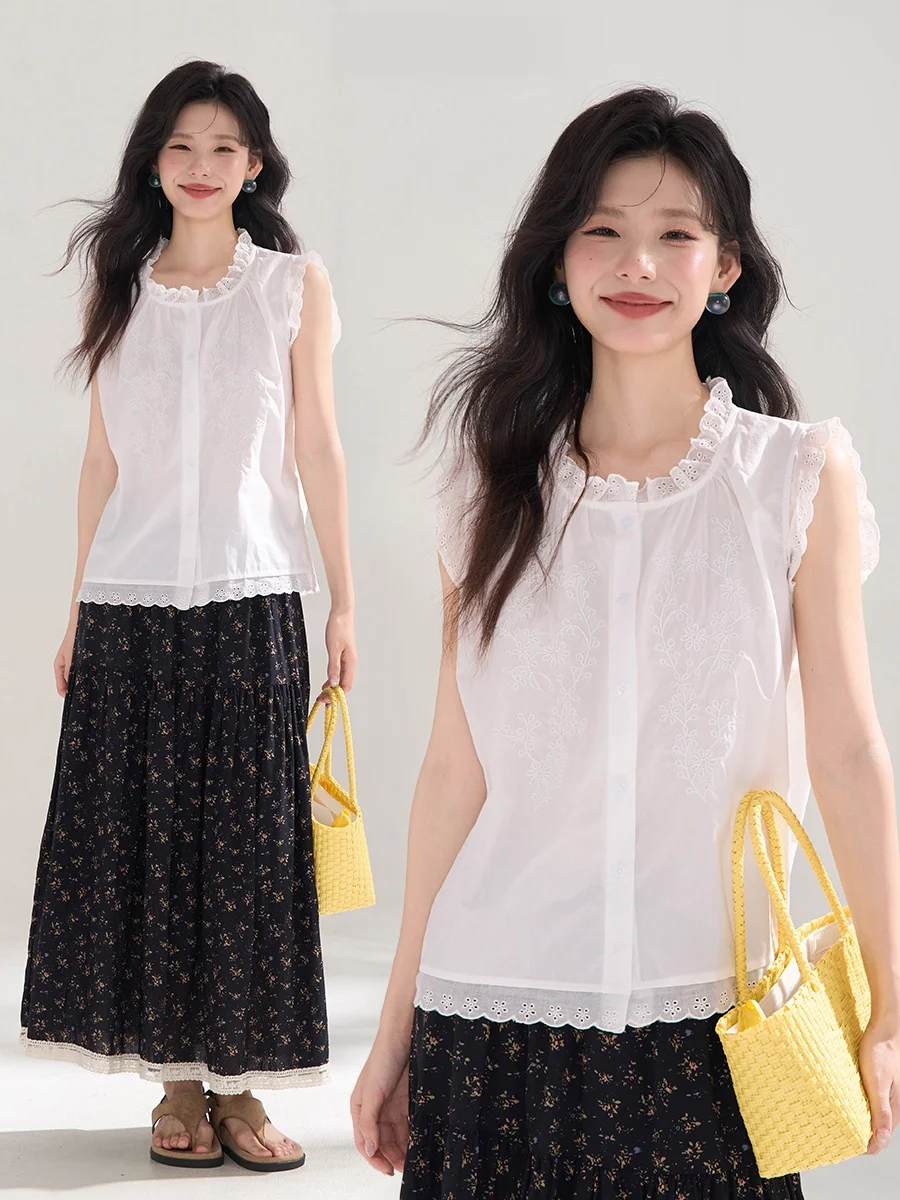 Корейский жилет с вышивкой и кружевной отделкой, жилет без рукавов, женский свободный крой, круглый летний топ с пуговицами чистого цвета
Корейский жилет с вышивкой и кружевной отделкой, жилет без рукавов, женский свободный крой, круглый летний топ с пуговицами чистого цвета