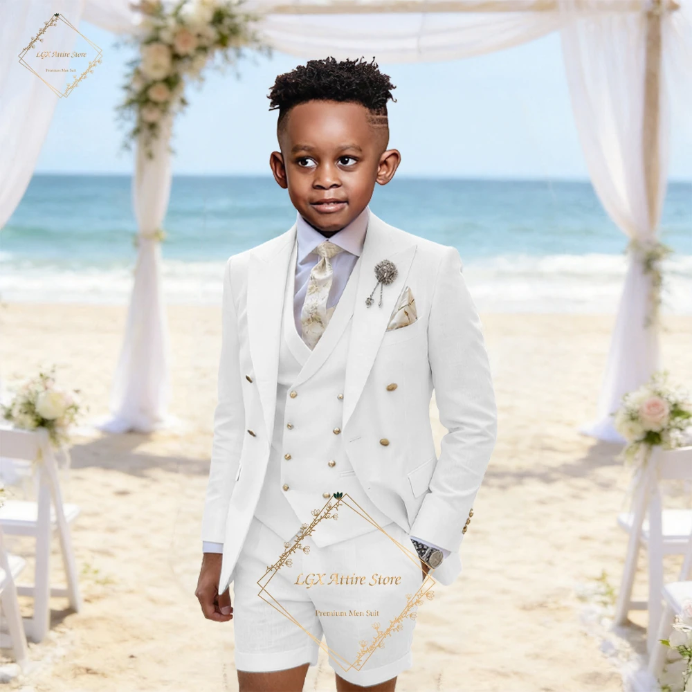 Boys' Custom Classic 3-Piece Linen Suit, Versatile Blazer, Waistcoat & Shorts for Weddings, Travel & All Summer Events
Boys' Custom Classic 3-Piece Linen Suit, Versatile Blazer, Waistcoat & Shorts for Weddings, Travel & All Summer Events