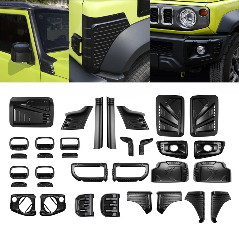 ABS matte black Exterior Accessories For 2025 2026 Suzuki Jimny Nomade window shutter cover Fuel tank cap window A-pillar cover
ABS matte black Exterior Accessories For 2025 2026 Suzuki Jimny Nomade window shutter cover Fuel tank cap window A-pillar cover