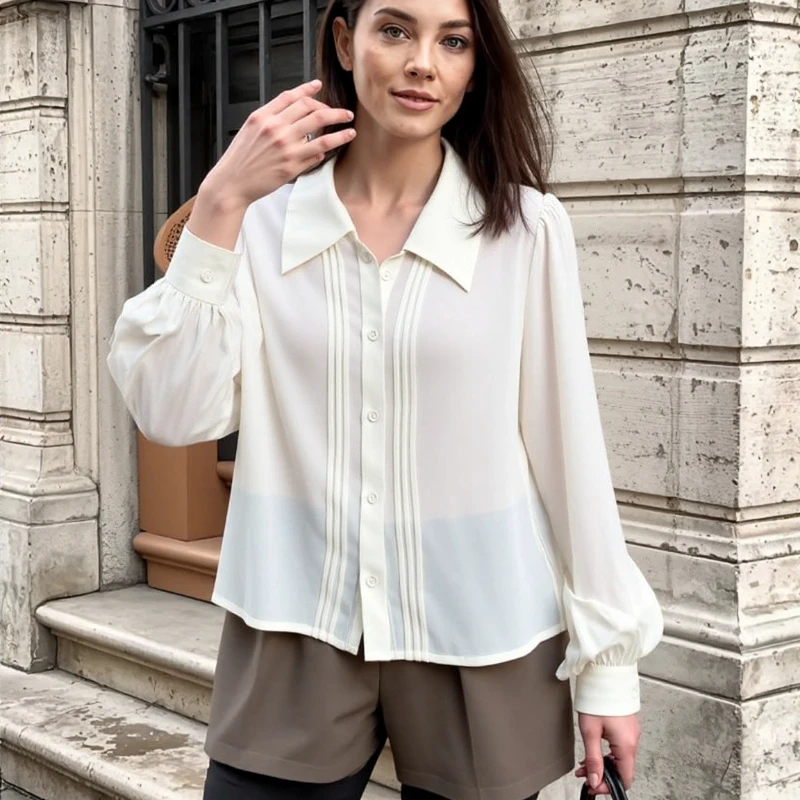 French Style Turn Down Collar White Shirt for Women Thin Tops Vintage Long Puff Sleeve Loose Clothes New Spring 2025 801
French Style Turn Down Collar White Shirt for Women Thin Tops Vintage Long Puff Sleeve Loose Clothes New Spring 2025 801