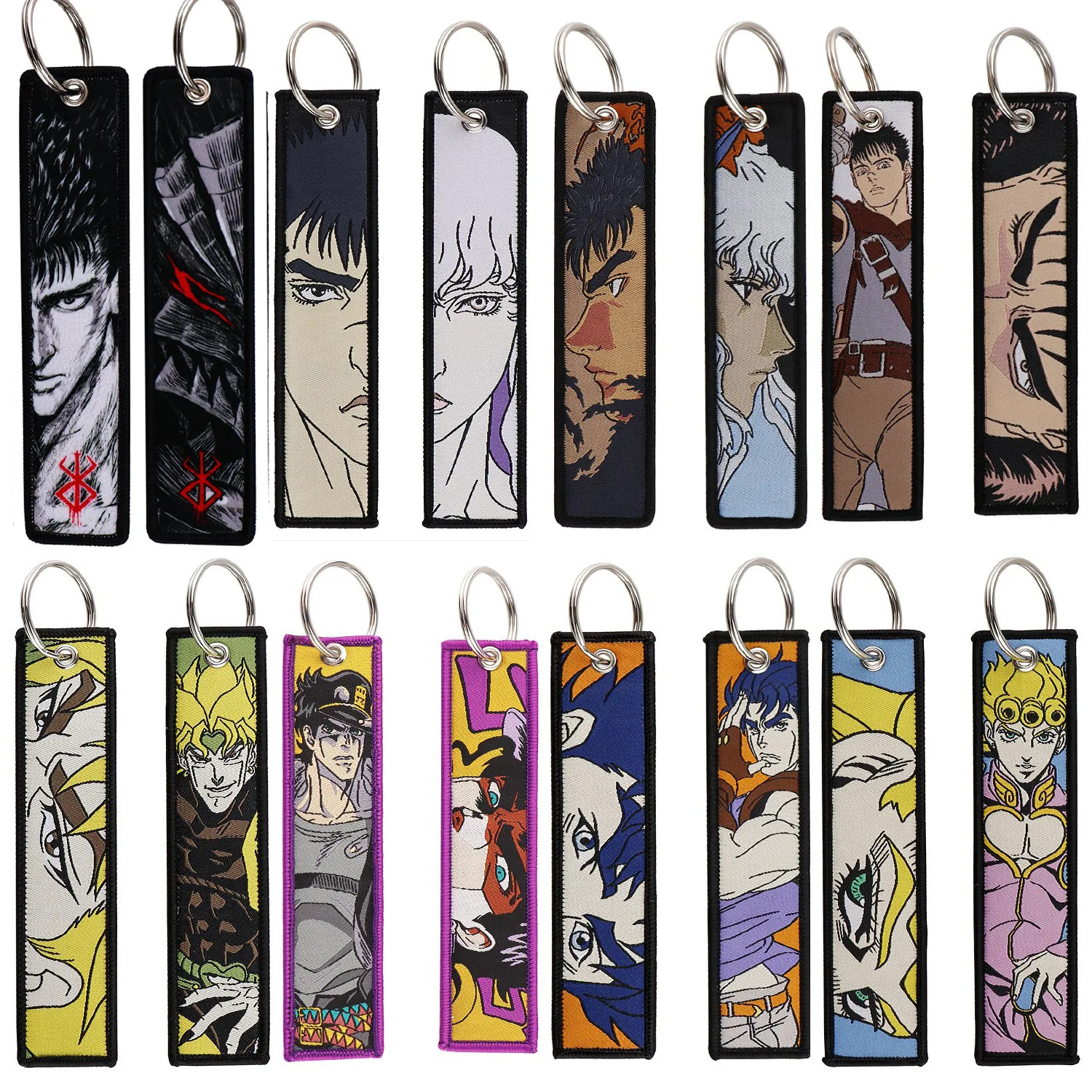 Anime Berserk JoJo Embroidery KeyChains Tag Motorcycles Cars Backpack Chaveiro Keychain Keyring Accessories Toy Gift
Anime Berserk JoJo Embroidery KeyChains Tag Motorcycles Cars Backpack Chaveiro Keychain Keyring Accessories Toy Gift