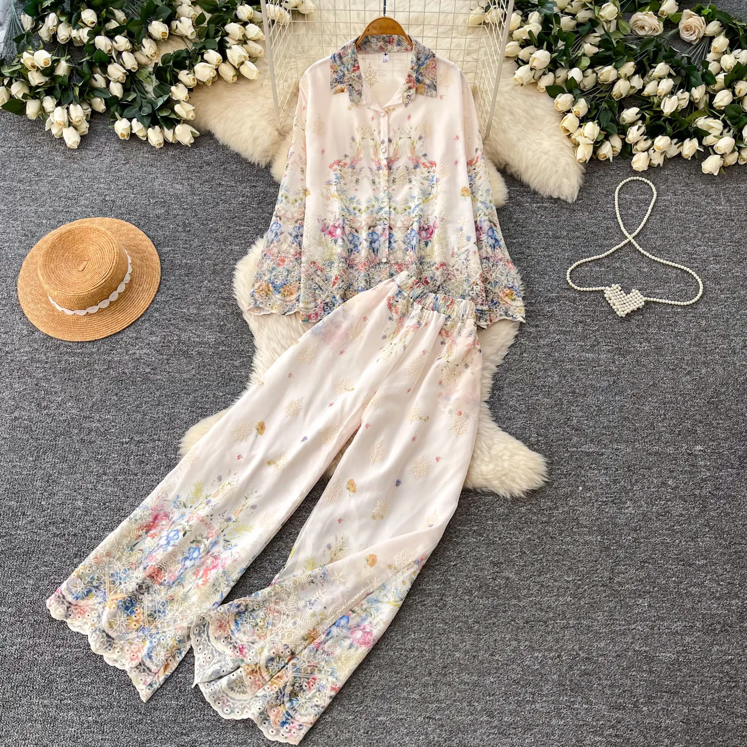 Pant Set Women Two Piece Sets Turn Down Collar Full Sleeve Print Tops Wide Leg Long Pants Elastic Waist Y2k Streetwear 2026
Pant Set Women Two Piece Sets Turn Down Collar Full Sleeve Print Tops Wide Leg Long Pants Elastic Waist Y2k Streetwear 2026