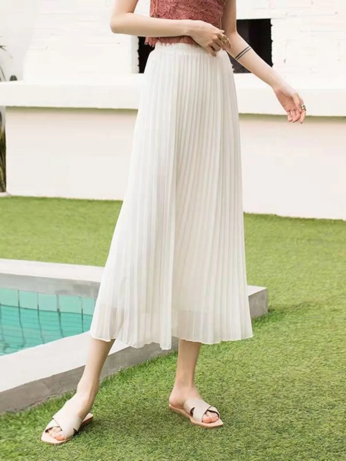 Summer Thin Long Skirt Pleated Midi Skirt plus Size Artistic Pleats Slimming Chiffon Accordion Pleat Large Midi Skirt
Summer Thin Long Skirt Pleated Midi Skirt plus Size Artistic Pleats Slimming Chiffon Accordion Pleat Large Midi Skirt