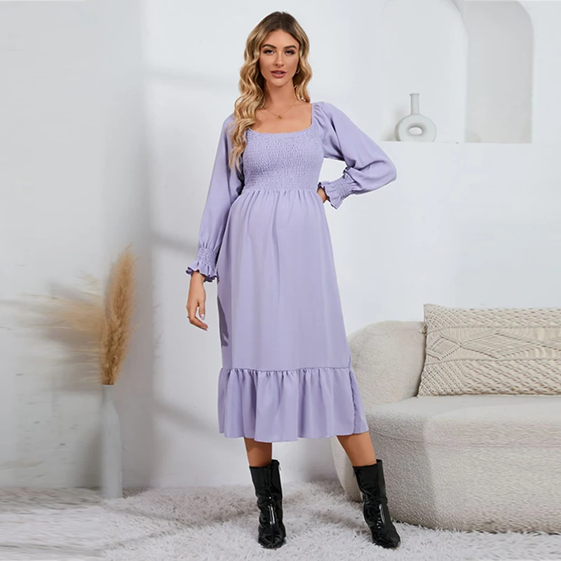 New Style Solid Color Long Sleeves Maternity Dresses Square Collar Maternity Clothes Dress for Pregnant Women Ruffle High Waist
New Style Solid Color Long Sleeves Maternity Dresses Square Collar Maternity Clothes Dress for Pregnant Women Ruffle High Waist