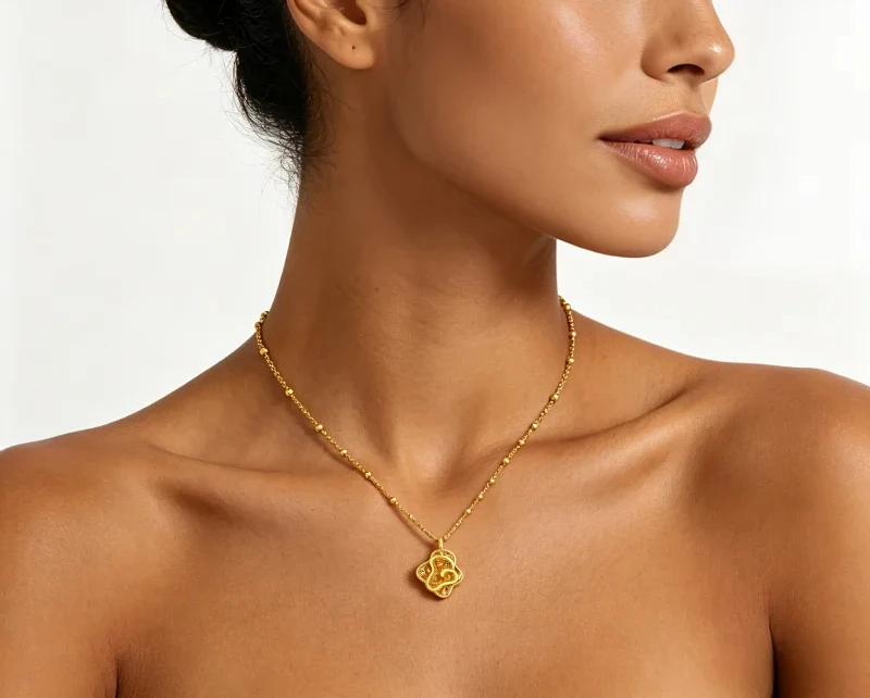 Litheline 24K Gold Plated Brass Filigree Rose Pendant Necklace Hypoallergenic Plating Office Polished Jewelry
Litheline 24K Gold Plated Brass Filigree Rose Pendant Necklace Hypoallergenic Plating Office Polished Jewelry