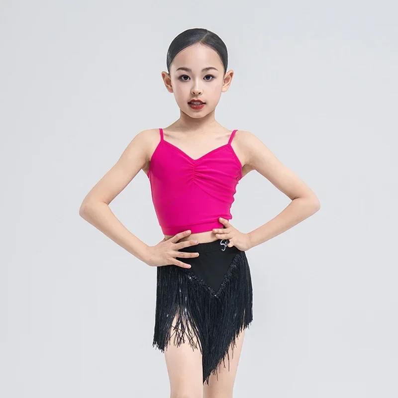Rose Red Suspender Latin Dance Costume Kids Dancing Performance Wear Girl Samba Tassels Skirt Split Set Practice Clothes XH2595
Rose Red Suspender Latin Dance Costume Kids Dancing Performance Wear Girl Samba Tassels Skirt Split Set Practice Clothes XH2595