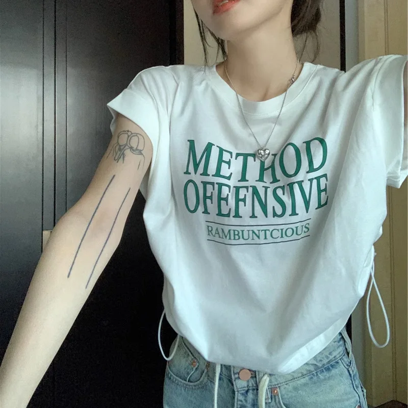 Women Short Sleeves Irregular Fit Loose T-shirt Cropped Top Chic Summer Niche Korean Style Drawstring Short Top Ins 2025
Women Short Sleeves Irregular Fit Loose T-shirt Cropped Top Chic Summer Niche Korean Style Drawstring Short Top Ins 2025