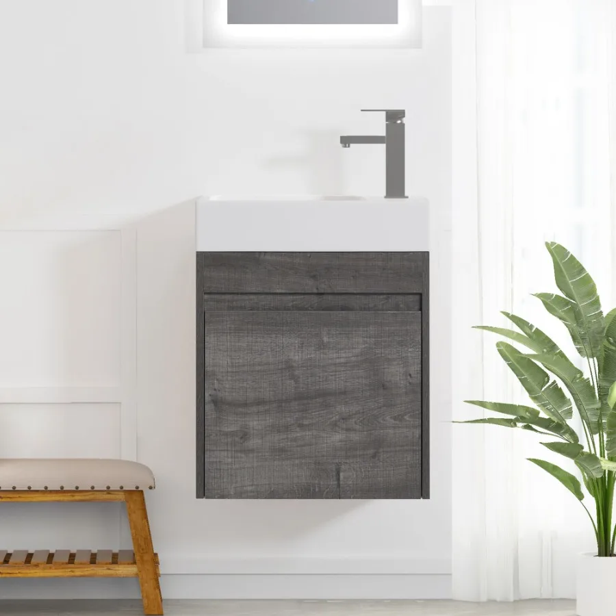18'' Floating WallMounted Bathroom Vanity with White Resin Sink SoftClose Cabinet Door
18'' Floating WallMounted Bathroom Vanity with White Resin Sink SoftClose Cabinet Door