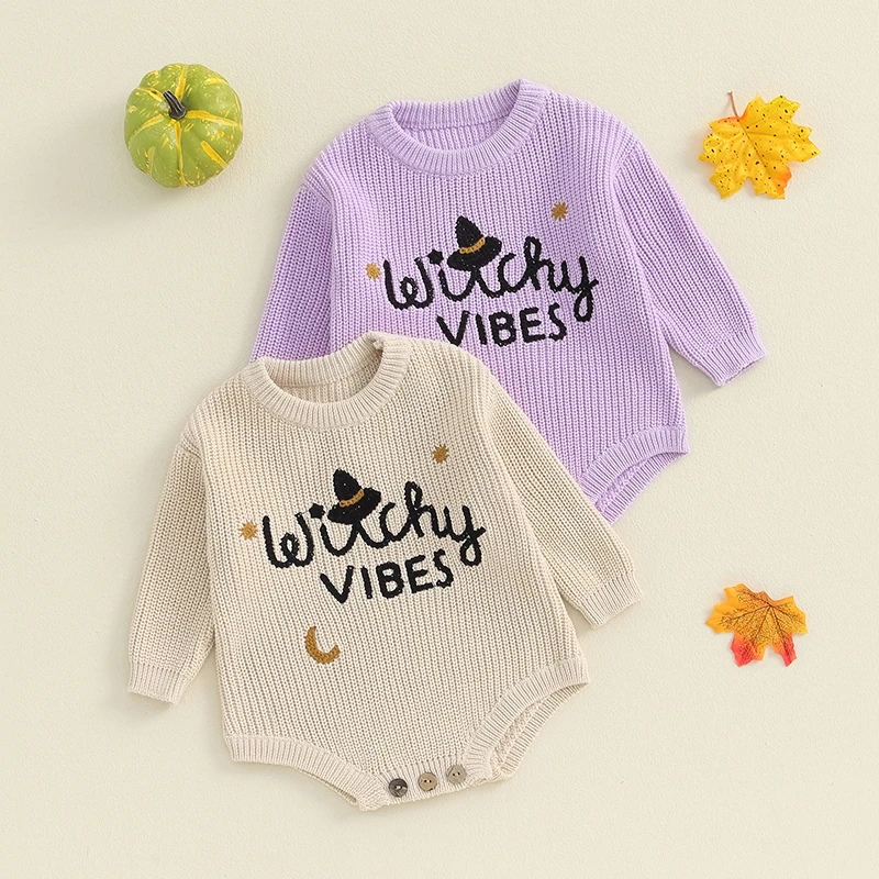 Kids Baby Girls Boys Sweater Rompers Halloween Clothes Letter Witch Hat/Pumpkin Face Embroidery Long Sleeve Toddler Bodysuits
Kids Baby Girls Boys Sweater Rompers Halloween Clothes Letter Witch Hat/Pumpkin Face Embroidery Long Sleeve Toddler Bodysuits