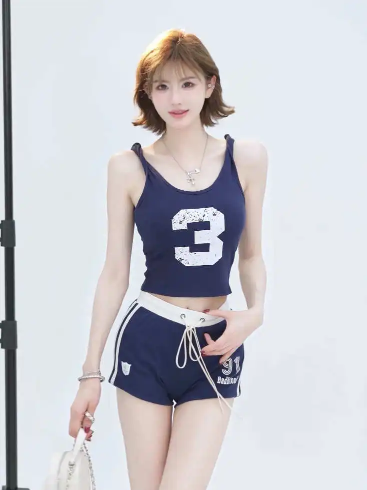 American Hot Girl Letter Print Strap Vest High Waist Shorts Two Piece Set Women Summer Fashion Casual Sports Suit
American Hot Girl Letter Print Strap Vest High Waist Shorts Two Piece Set Women Summer Fashion Casual Sports Suit