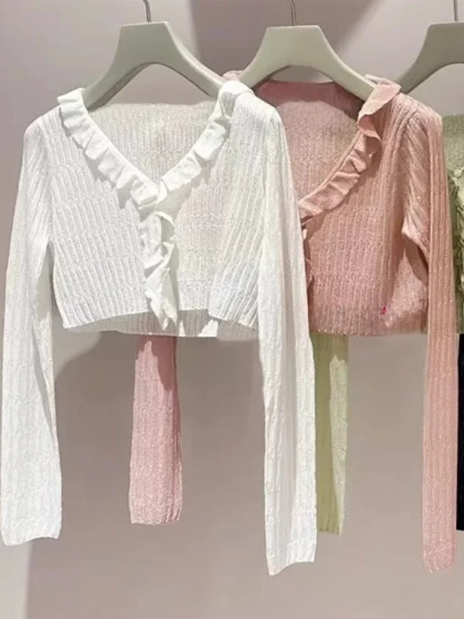 Sweet Pure Color Knitted V-Neck Short Open Cardigan with Lace Design Versatile And Breathable for Spring Women's Fashion
Sweet Pure Color Knitted V-Neck Short Open Cardigan with Lace Design Versatile And Breathable for Spring Women's Fashion