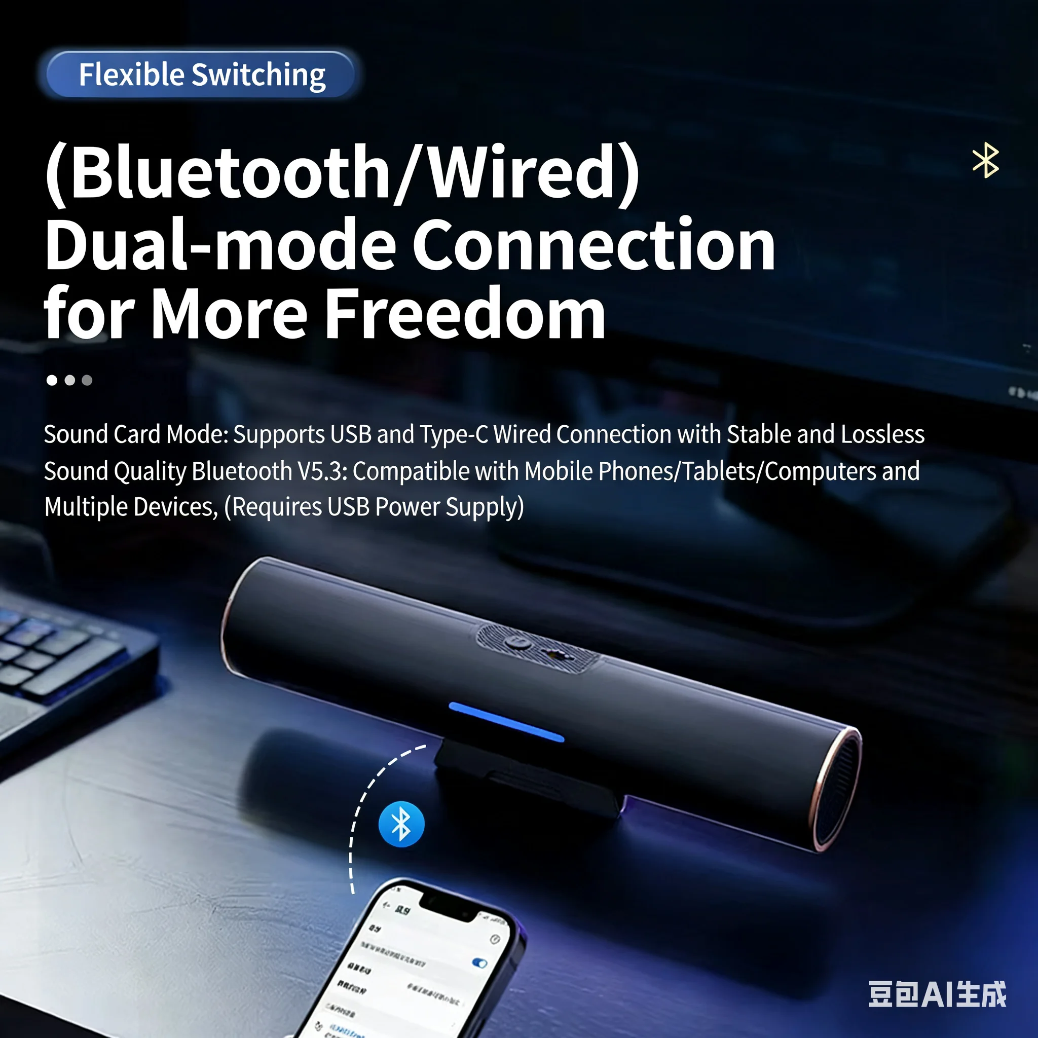 New Hidden Clip-On Soundbar Speaker Bluetooth 5.3, 6W Dual Speaker Stereo for Monitor/PC/Phone, Space-Saving Desktop Audio
New Hidden Clip-On Soundbar Speaker Bluetooth 5.3, 6W Dual Speaker Stereo for Monitor/PC/Phone, Space-Saving Desktop Audio