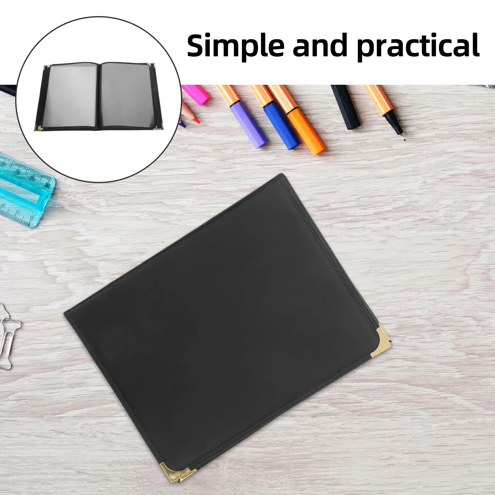 Premium Faux Menu Cover for Restaurants with High-Clarity Transparent Sleeves 6-View Capacity Menu Book Holder for Bars
Premium Faux Menu Cover for Restaurants with High-Clarity Transparent Sleeves 6-View Capacity Menu Book Holder for Bars