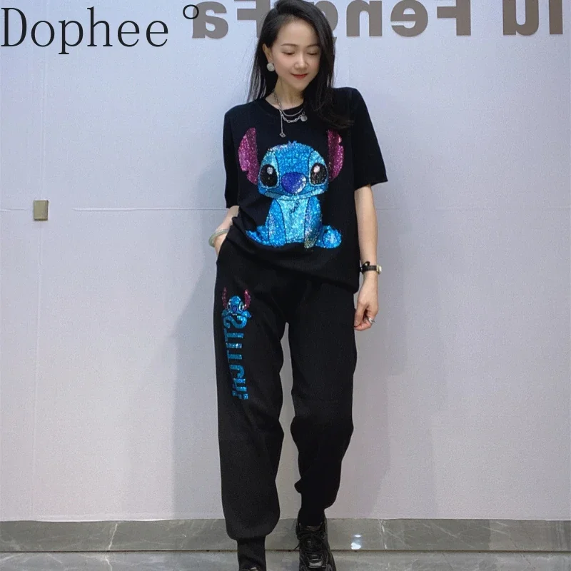 2025 New Spring Summer Women Knitted Sets Half Sleeve Hot Drilling O-neck Pullover Sweater Top + Casual Sports Pants Female Suit
2025 New Spring Summer Women Knitted Sets Half Sleeve Hot Drilling O-neck Pullover Sweater Top + Casual Sports Pants Female Suit