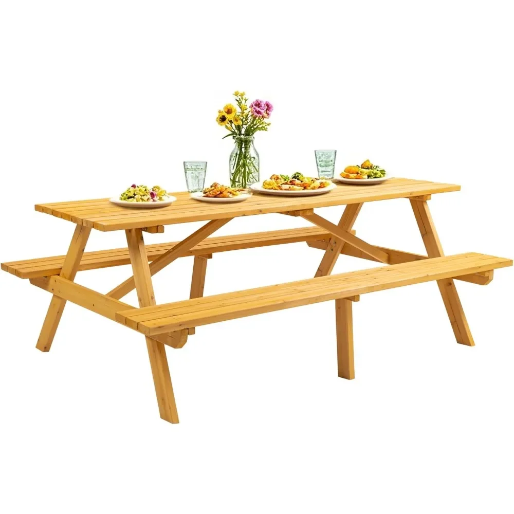 Premium Outdoor Wooden Picnic Table Set with Benches – Umbrella Hole, Spacious Seating for 6-8 People,for Backyard/Porch/Garden
Premium Outdoor Wooden Picnic Table Set with Benches – Umbrella Hole, Spacious Seating for 6-8 People,for Backyard/Porch/Garden