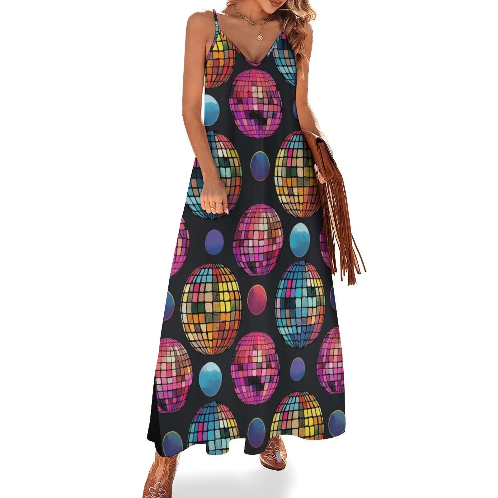 Disco Balls colorful rainbow design on Black Sleeveless Long Dress loose summer dress women clothes Dress
Disco Balls colorful rainbow design on Black Sleeveless Long Dress loose summer dress women clothes Dress