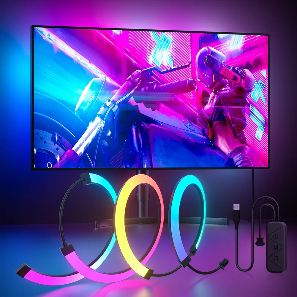 RGB Gaming Lamp Screen Sync Music Reactive 16 Million Colors Ambient Lighting for PC Gaming Setup Desk Decor USB Powered Voice
RGB Gaming Lamp Screen Sync Music Reactive 16 Million Colors Ambient Lighting for PC Gaming Setup Desk Decor USB Powered Voice