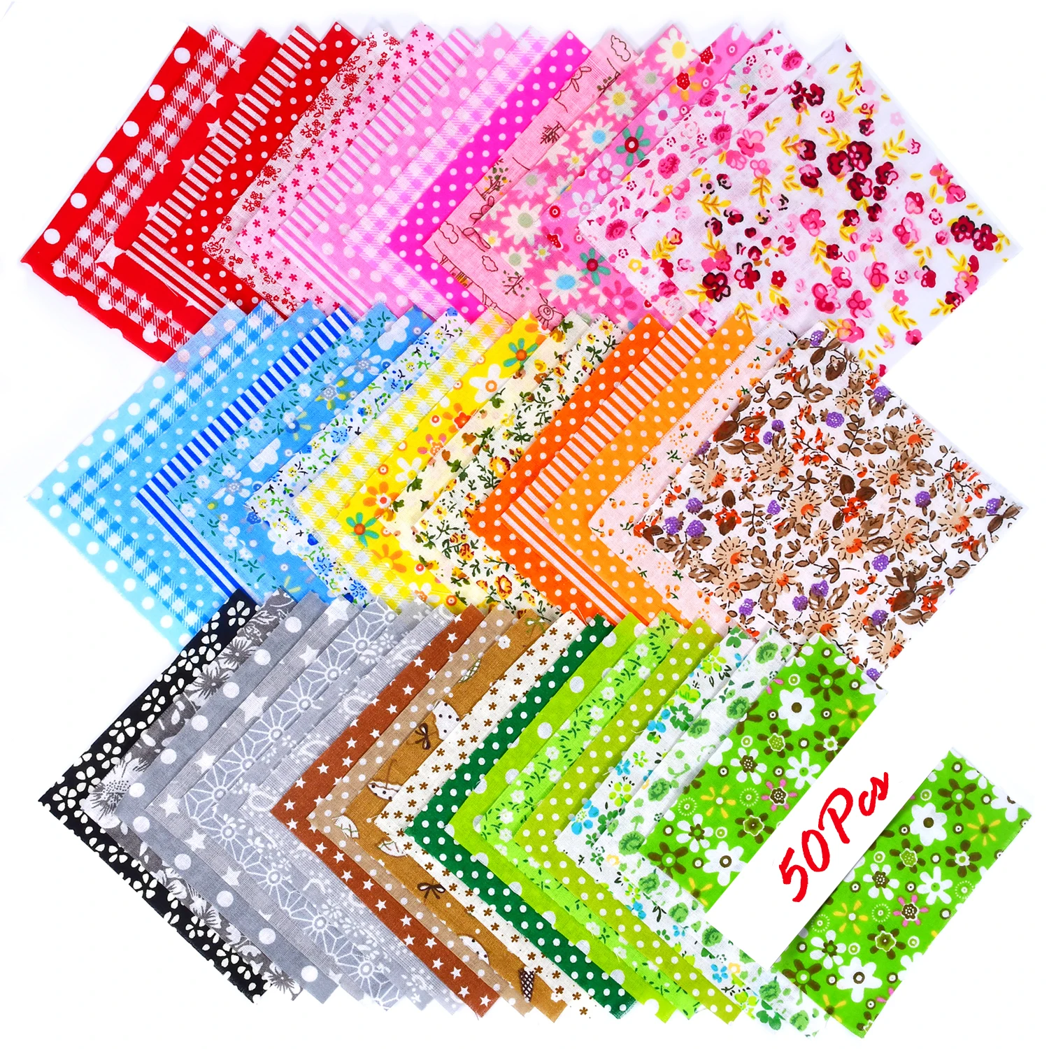 50Pcs Cotton Craft Fabric Bundle Floral Squares Patchwork Lint DIY Sewing Scrapbooking Quilting Dot Pattern Artcraft (4x4 inch)
50Pcs Cotton Craft Fabric Bundle Floral Squares Patchwork Lint DIY Sewing Scrapbooking Quilting Dot Pattern Artcraft (4x4 inch)