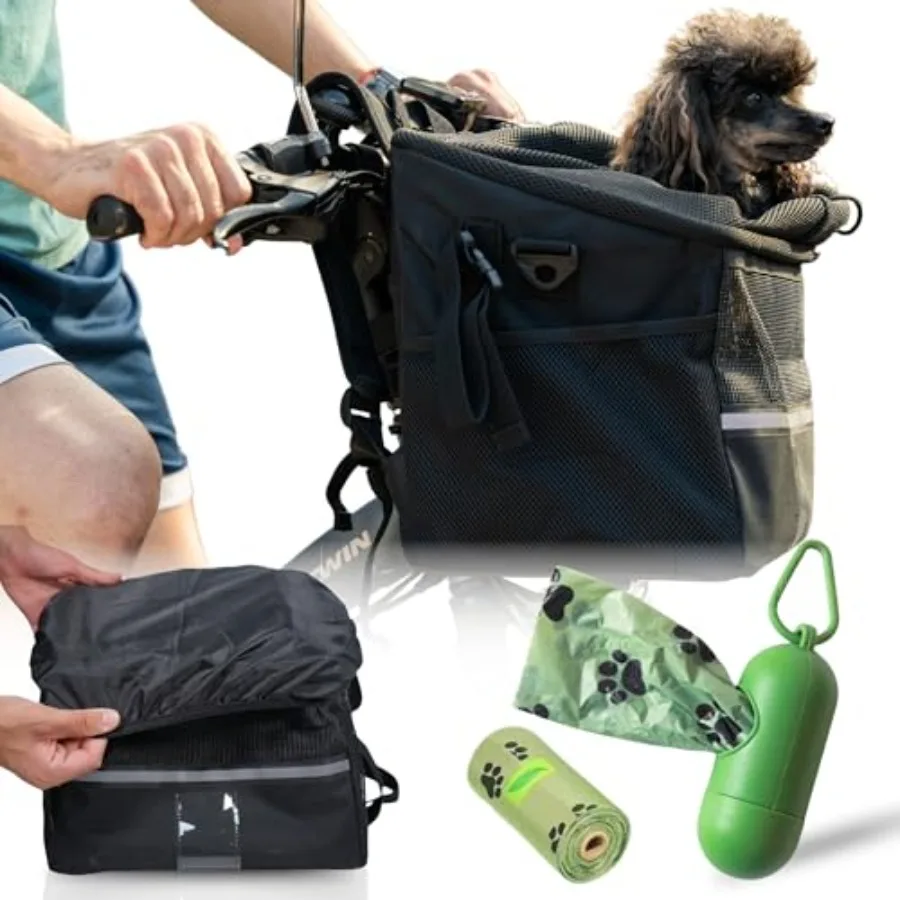 Dog Bike Basket Front Bike Basket for Dogs and Cats with Poop Bag Dispenser Ideal for Pets up to 10 lbs Safe and Comfortable Bi
Dog Bike Basket Front Bike Basket for Dogs and Cats with Poop Bag Dispenser Ideal for Pets up to 10 lbs Safe and Comfortable Bi