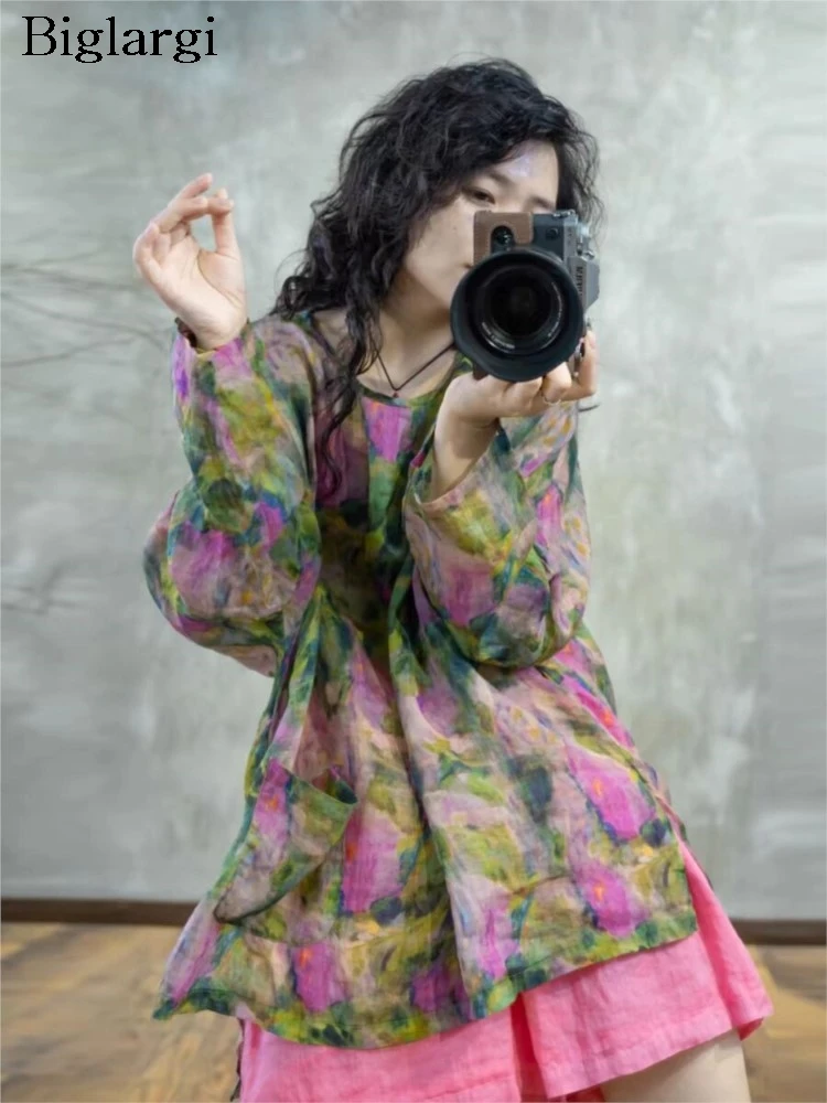 Летний пуловер, солнцезащитная рубашка, топы с цветочным принтом, женские повседневные свободные женские блузки с длинным рукавом
Летний пуловер, солнцезащитная рубашка, топы с цветочным принтом, женские повседневные свободные женские блузки с длинным рукавом