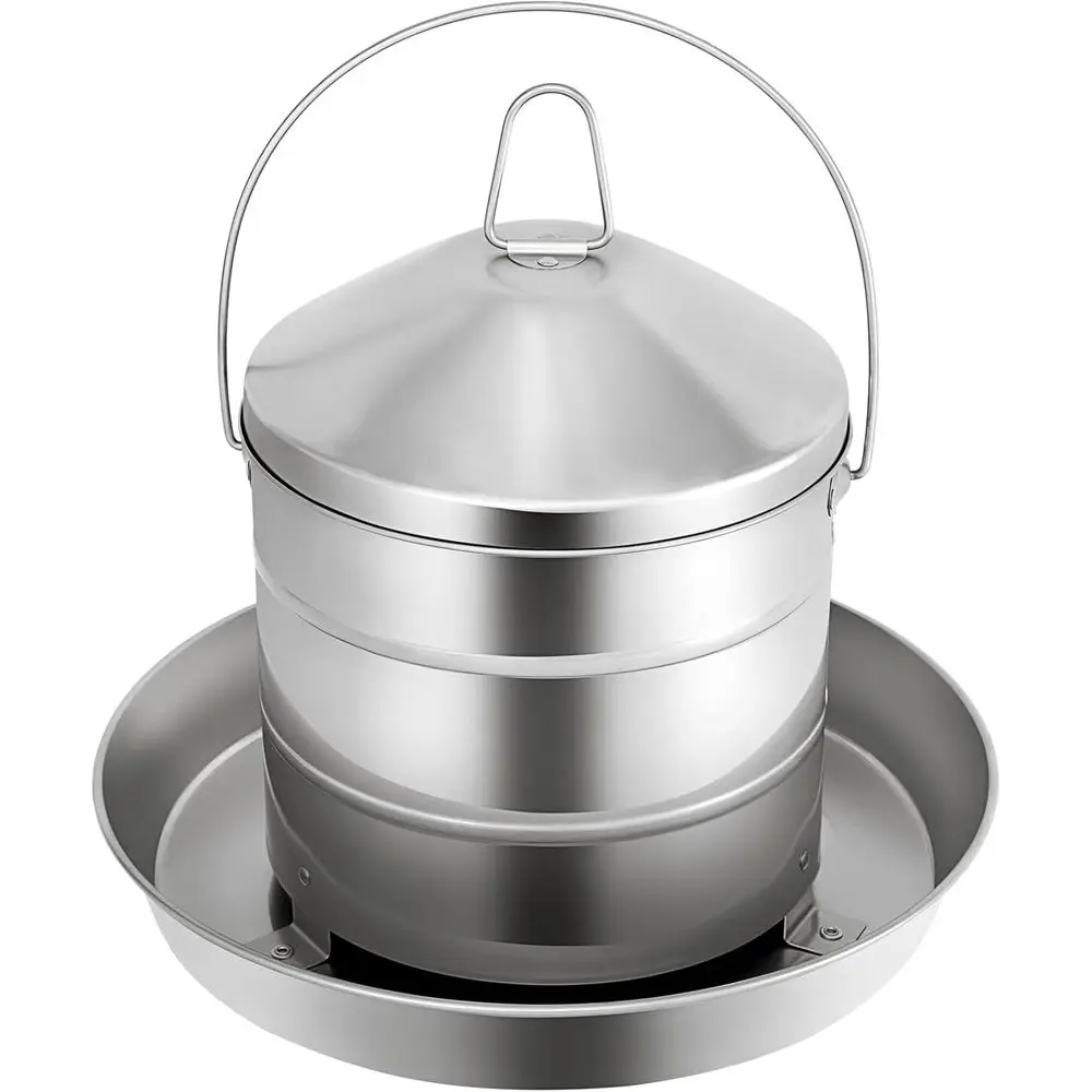 RYT Automatic 8KG/17.6lbs, StainlSteel Poultry eeder, Heavy Duty Thickn0.035 in / 0.9 mm, with Handle, Top illed, Durable and Ru
RYT Automatic 8KG/17.6lbs, StainlSteel Poultry eeder, Heavy Duty Thickn0.035 in / 0.9 mm, with Handle, Top illed, Durable and Ru
