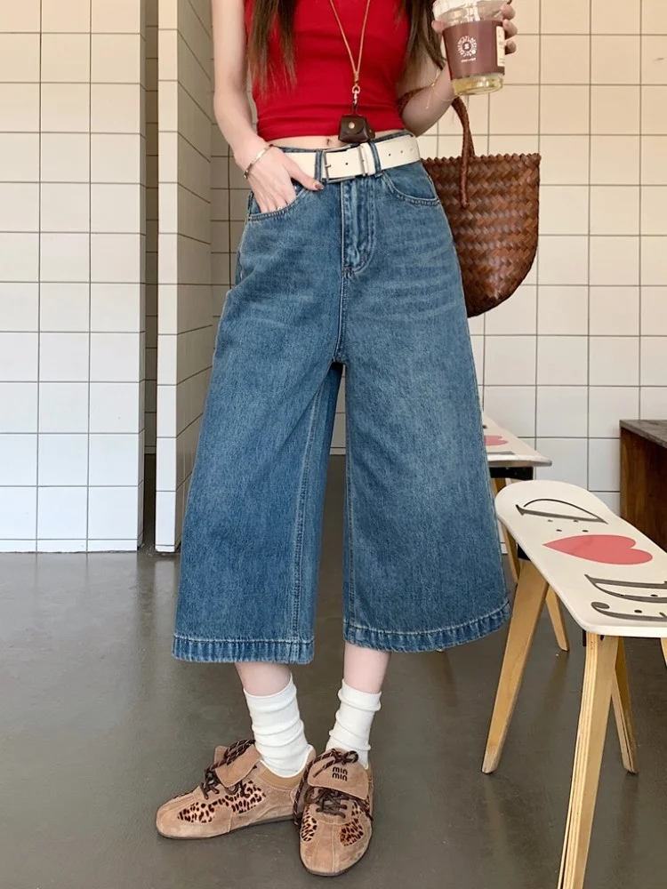 Retro Washed Blue Seven-Foot Jeans Women's Summer Casual Loose Straight Cut Denim Pants High Waist Cotton Blend
Retro Washed Blue Seven-Foot Jeans Women's Summer Casual Loose Straight Cut Denim Pants High Waist Cotton Blend