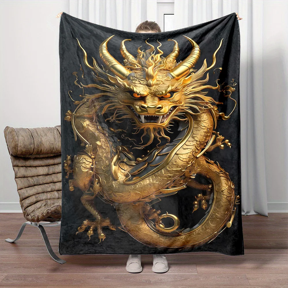 Golden Dragon Pattern Flannel Throw Blanket - Contemporary Style, Polyester, Digital Print, Non-Woven, Reversible, All-Season
Golden Dragon Pattern Flannel Throw Blanket - Contemporary Style, Polyester, Digital Print, Non-Woven, Reversible, All-Season
