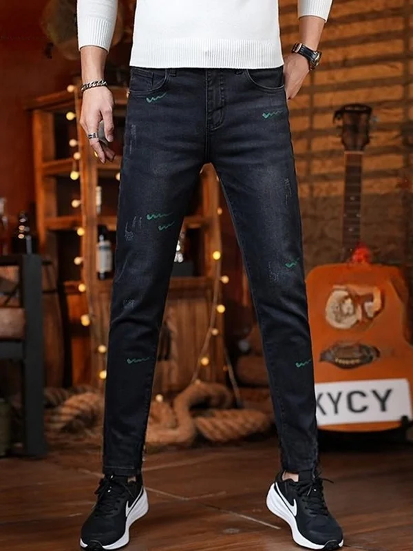 Spring 2026 Men's Casual Straight Leg Jeans Fashion Washed Splicing Slim Fit Long Trousers Elastic Trendy Denim Pants
Spring 2026 Men's Casual Straight Leg Jeans Fashion Washed Splicing Slim Fit Long Trousers Elastic Trendy Denim Pants