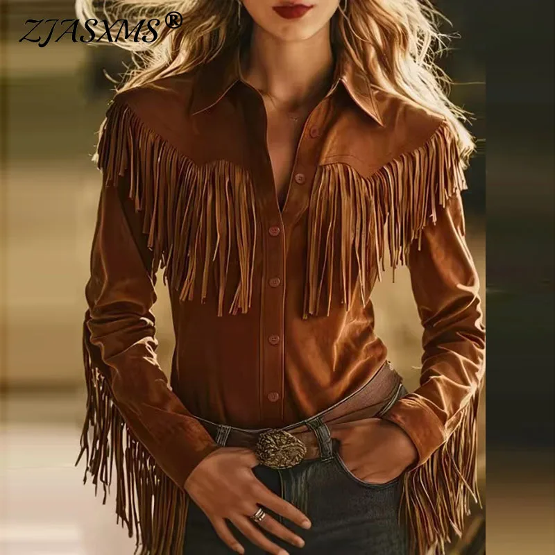 Этническая винтажная женская одежда из однотонной замши, весна 2026, куртка-жакет с отложным воротником на пуговицах, осенний кардиган с длинными рукавами и бахромой
Этническая винтажная женская одежда из однотонной замши, весна 2026, куртка-жакет с отложным воротником на пуговицах, осенний кардиган с длинными рукавами и бахромой