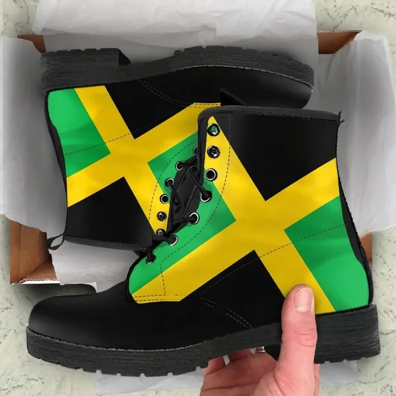 Jamaican Flag Leather Boots, Handcrafted Custom Print, Men's Women's Winter Boots
Jamaican Flag Leather Boots, Handcrafted Custom Print, Men's Women's Winter Boots