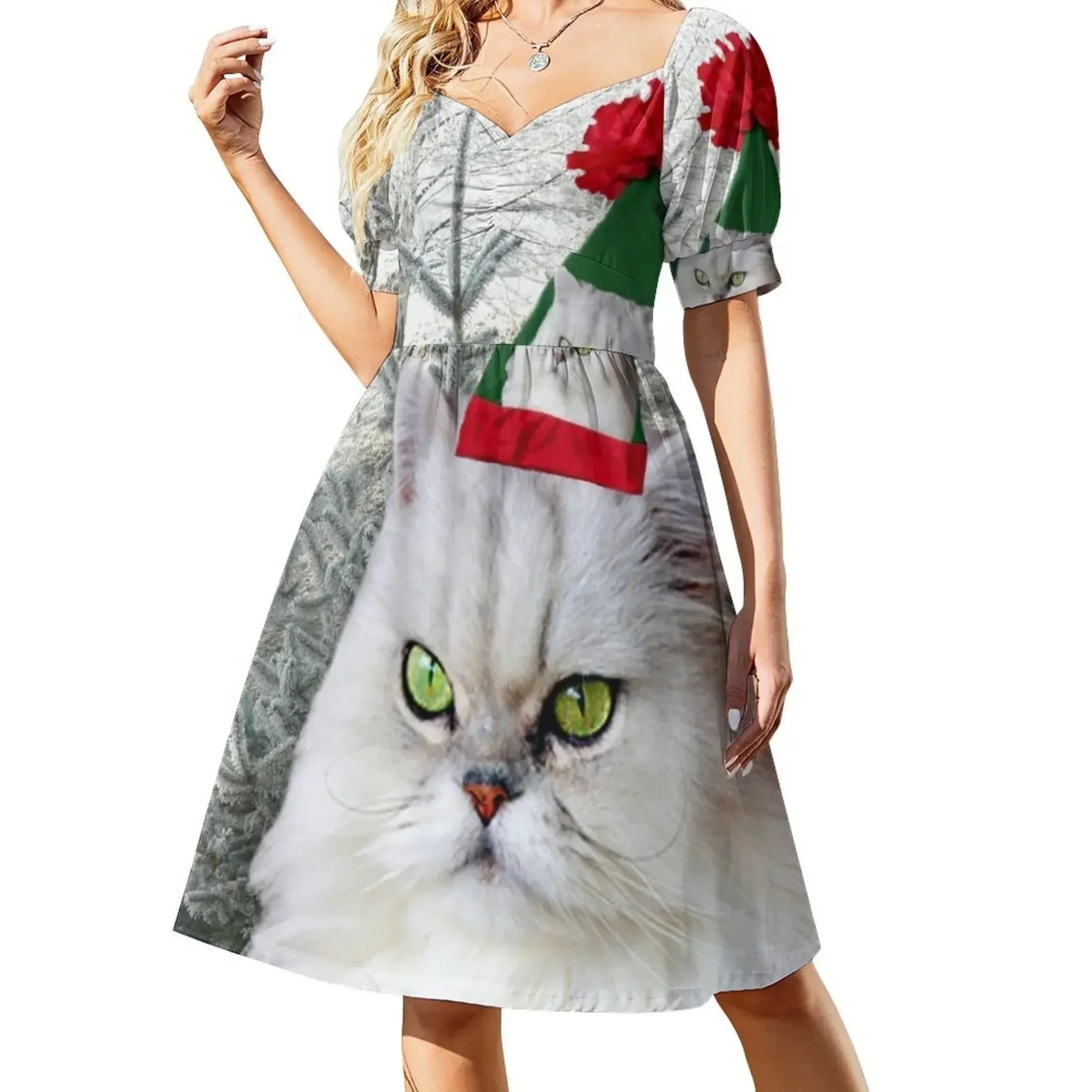 Christmas Cat Short-Sleeved Dress Woman clothes Woman fashion chic and elegant evening dress Dress
Christmas Cat Short-Sleeved Dress Woman clothes Woman fashion chic and elegant evening dress Dress