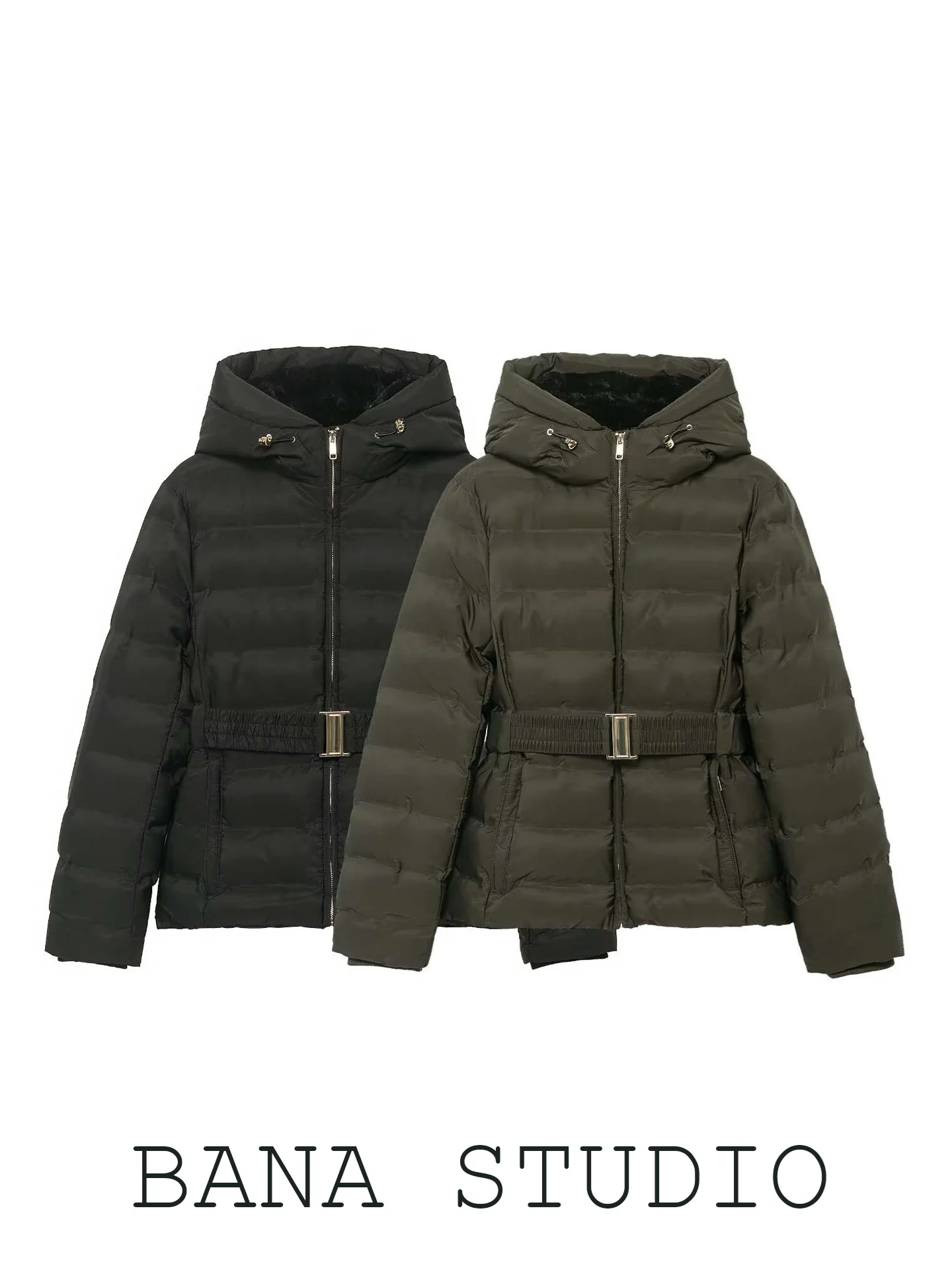 BANA Slimming Black Hooded Waist Belted Short Cotton Jacket Women's Style Winter Warm Cotton Clothes V-neck Single Button
BANA Slimming Black Hooded Waist Belted Short Cotton Jacket Women's Style Winter Warm Cotton Clothes V-neck Single Button