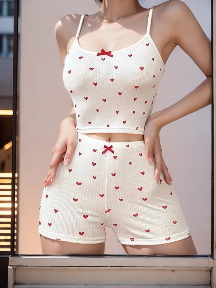 New 2024 Summer Heart Printed Bow Strap Home Leisure Set Sweet Fashion Women Flower Butterfly 2024 New Shorts Set BF1N
New 2024 Summer Heart Printed Bow Strap Home Leisure Set Sweet Fashion Women Flower Butterfly 2024 New Shorts Set BF1N