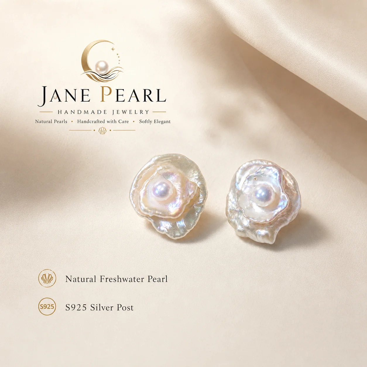 S925 Silver Natural Freshwater Pearl Petal Studs Baroque Flower Earrings Iridescent Rose Design Handmade Jewelry for Women
S925 Silver Natural Freshwater Pearl Petal Studs Baroque Flower Earrings Iridescent Rose Design Handmade Jewelry for Women