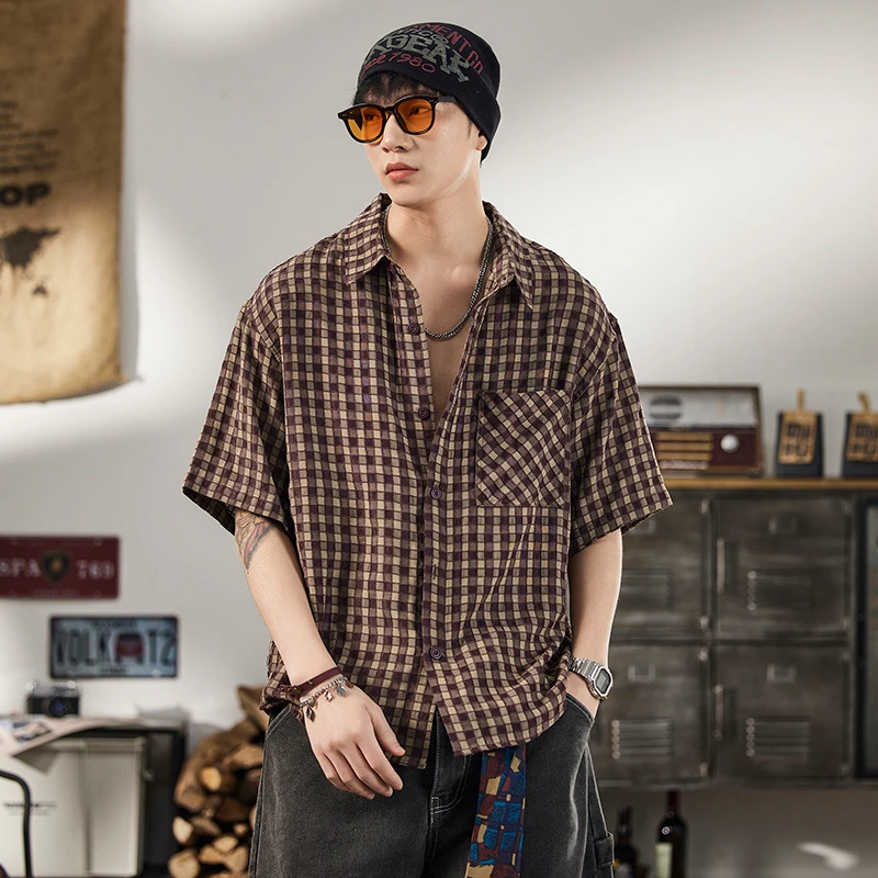 Men Japan Streetwear Fashion Loose Casual Vintage Plaid Oversize Short Sleeve Cargo Shirts Cityboy Plus Size Shirt Blouses
Men Japan Streetwear Fashion Loose Casual Vintage Plaid Oversize Short Sleeve Cargo Shirts Cityboy Plus Size Shirt Blouses