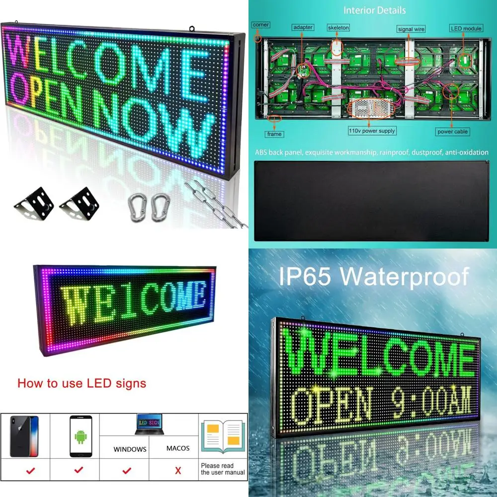 Programmable Outdoor LED Sign, 39x14 Inch, Full Color Digital Display Board, Waterproof Scrolling Message for Business Advertisi
Programmable Outdoor LED Sign, 39x14 Inch, Full Color Digital Display Board, Waterproof Scrolling Message for Business Advertisi